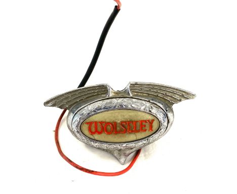 Vintage Wolseley classic car illuminated badge, untested 