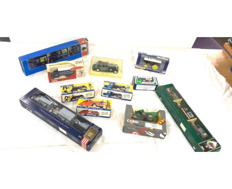 Selection of boxed vehicles to include Pearl Harbour 1941 50th anniversary vehicle set, includes Corgi, Matchbox etc