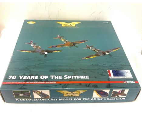 Corgi `The Aviation Archive, 70 years of the spitfire Johnnie Johnson 3 piece set, Limited Edition AA99189