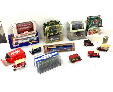 Selection of diecast cars includes Corgi,  Lledo, advertising  etc 