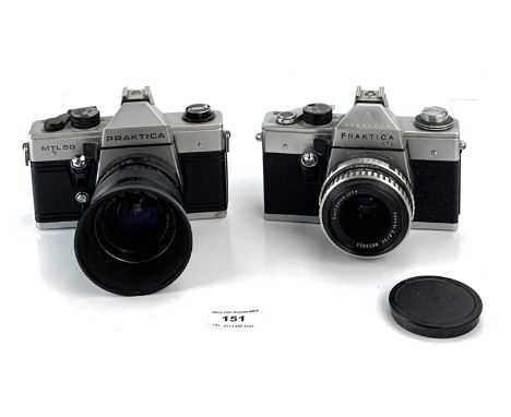 Praktica MTL50 camera with Sigma 24mm 2.8 lens and Praktica LTL camera with Carl Zeiss Jena Tessar 2.8/50 lens