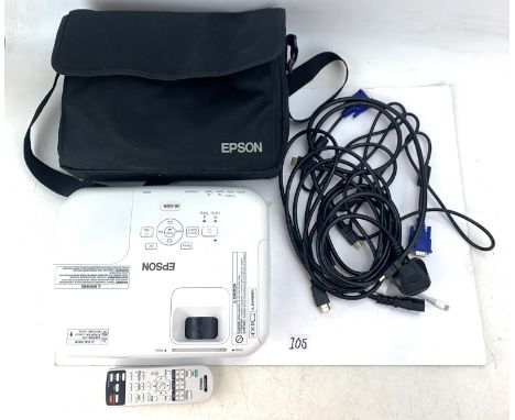 Epson EB-502H digital projector with case &amp; remote and a white projector screen with stand
