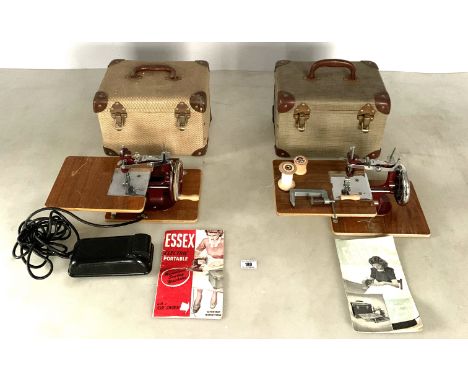 2 cased miniature Essex sewing machines - 1 manual and 1 electric with cases and instructions