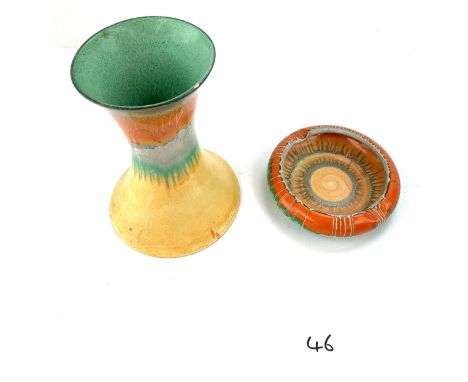 Shelley vase 6" high (tiny chip to rim) and unmarked Shelley ashtray