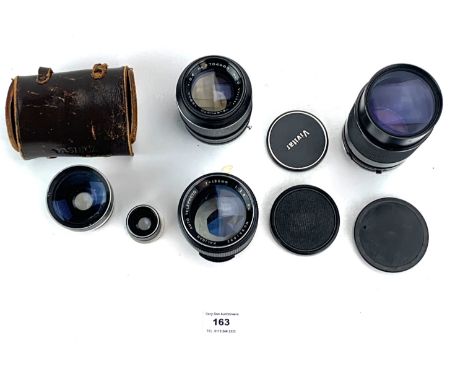 Vivitar 135mm f3.5 lens, Tamron 80-210mm f3.8 Adaptall 2 mount for Canon FD,  Kaligar 135mm f2.8 M42 thread lens and Yashica 