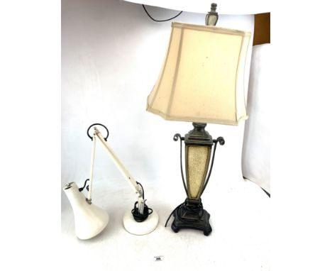 Tall table lamp with shade 34" high and metal angle poise desk lamp