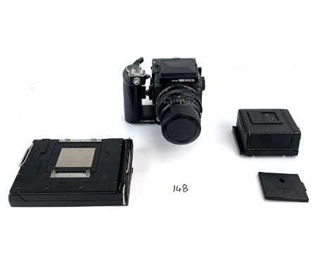 Bronica Zenza ETRS camera with  Zenanon 50mm lens, speedgrip and Polaroid back
