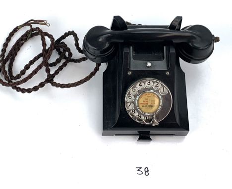 Vintage black bakelite dial telephone