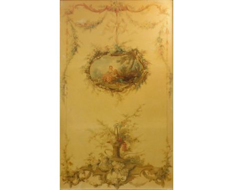 UNSIGNIERT XIX - XX). "Entre-Fenetre"169 cm x 95 cm. Gemälde Öl auf Leinwand. Nach Francois Boucher. In der Art der Entre-Fen
