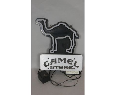 A Camel Cigarettes wall mounted advertising light-up sign. H.48cm 