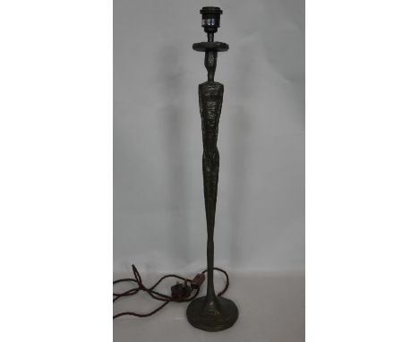 A tall Porta Romana sculpted metal lamp base. H.72cm 