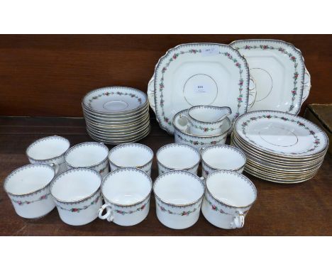 A Foley china ten place tea set, early 20th Century, thirty-eight pieces, (ten cups, twelve saucers and side plates)