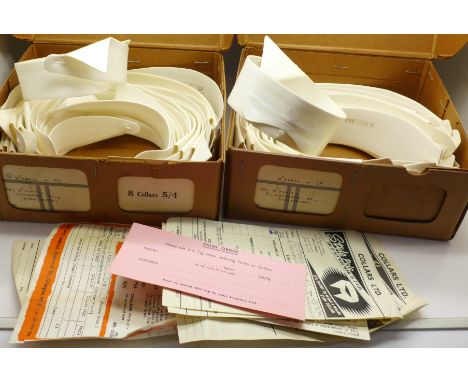Two boxes of vintage shirt collars in original shop stock boxes