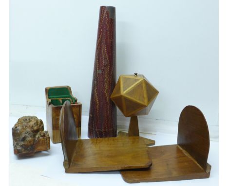 A kaleidoscope, a twenty sided caddy and other treen