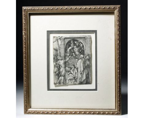 Marcantonio Raimondi (Italian, 1480 - 1527), "Ecce Homo" (Bartsch 603 i/iii) old master engraving, ca. 1505 to 1511 CE.  An e