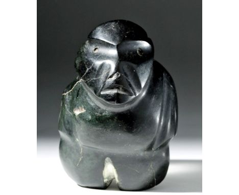 Pre-Columbian, Mexico, Guerrero, Mezcala culture (Balsas culture), ca. 700 to 200 BCE. A dark green stone figure with an anth