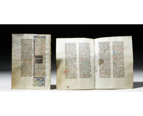 Europe, probably France or the Low Countries, ca. 1400 to 1500 CE. A collection of three printed illuminated pages from two d