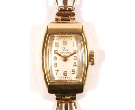 Record, a 9ct gold ladies manual wind wristwatch, London 1958, 15 jewel movement, working when catalogued, 11.7gm 