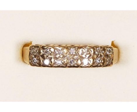 A 9ct gold two row diamond ring, O, 2.4gm 