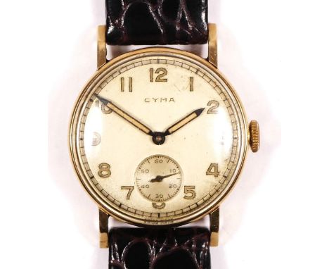 CYMA, a 9ct gold manual wind mid size wristwatch, Birmingham 1949, 15 jewel signed movement, 28mm. 
