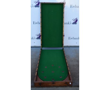 Early 20th mahogany cased bagatelle board .     