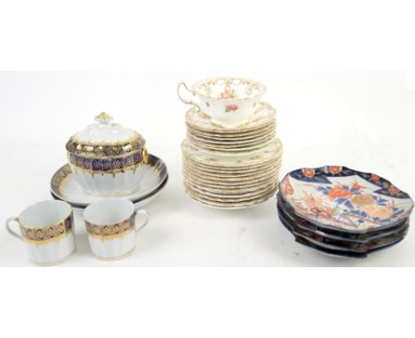 Selection of china including an early 19th century blue and gilt part tea service, Royal Doulton part tea service, and Imari 