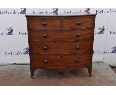 19th century  mahogany bow fronted chest .     