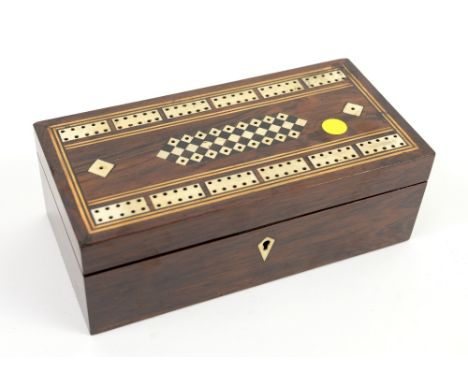 Wooden card box with cribbage inset top.     