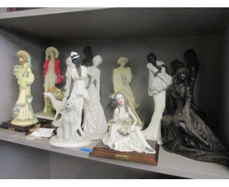 Composition figures to include Darren Baker Art bronze coloured figures and Vittorio Tessaro figure 