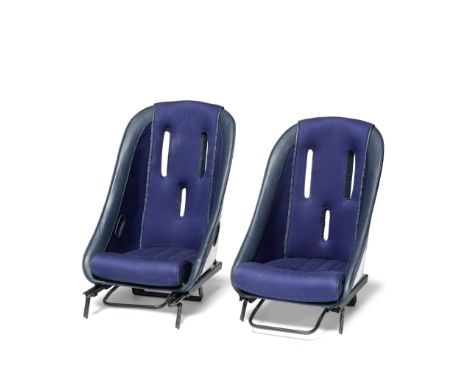 A fine hand-made pair of bespoke Italian car seats made to fit Maserati 300S,polished aluminium alloy buckets, on adjustable 