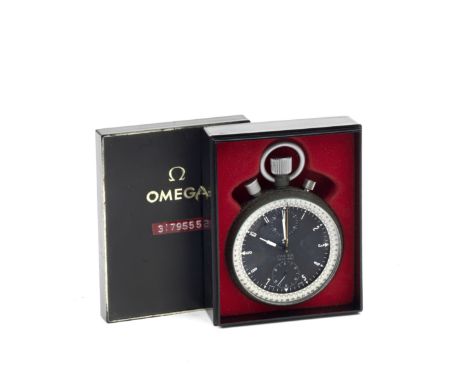 An Omega manual wind chronograph timepiece Olympic, Movement No.3179555, Circa 1972, Swiss,black dial with Arabic numerals, s