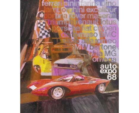 Barron Storey (1940- ), Two motoring artworks,comprising '1968 Los Angeles Auto Expo', original design artwork, signed, acryl