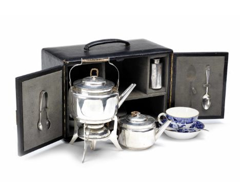 A Christopher Dresser design cased tea-set for two persons, retailed by James Dixon &amp; Sons, retailed by H J Linton of Par