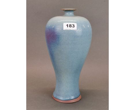 A lovely Chinese zhun glazed terracotta maiping shaped vase, H. 31cm.