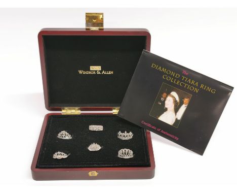 A cased group of six limited edition 17 / 6500 diamond tiara ring collection, by Windsor Allen.