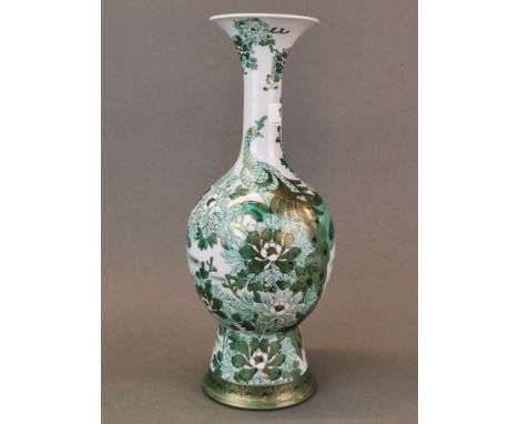 A Japanese hand painted porcelain vase, H. 38cm, minor rim crack.