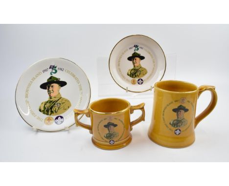 Rare Robert Baden-Powell 'The Year of the Scout' 1907-1982 commemorative Wade mugs and plates. One of only ten sets produced 