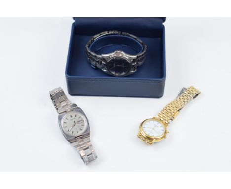 A trio of gentleman's wristwatches to include a Seiko Automatic, a Seiko Auto Delay and a Rotary light watch (3), all unteste