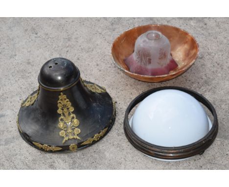 Mixed light fittings and opalines (Qty).  Condition generally good.