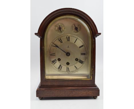 Late 19th / early 20th century mahogany cased mantle clock, by Gustav Becker, with domed top and Roman numerals, with key and