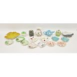 Collection of Art Deco and mid-century ceramics including two Flamingo pattern triangular-shaped