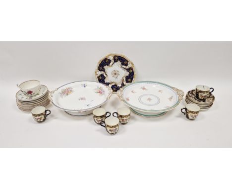 20th century Royal Worcester bone china part tea service, in the 18th century style, printed with famille rose flower sprays 