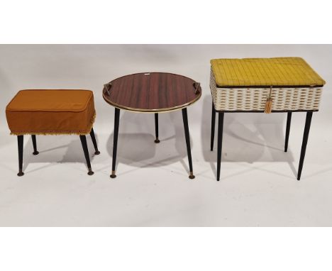 Vintage sewing stool&nbsp;with upholstered top, raised on spindle legs, a vintage occasional table of circular form, and anot