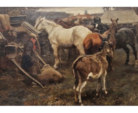 Alfred James Munnings, P.R.A., R.W.S. (1878-1959) Barnet Fair Oil on canvas, signed and dated A.J. Munnings 1903, lower left 