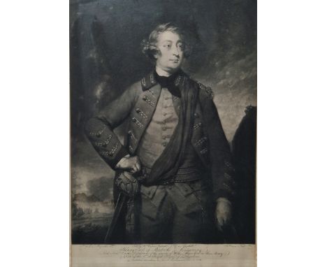 After Sir Joshua Reynolds Mezzotint Henry Earl of Pembroke and Montgomery, engraved by J. Dixon, published 1779, framed and g