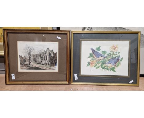 Five assorted framed prints&nbsp;to include a view of St Georges Chapel, Windsor, a botanical print, a watercolour drawing of