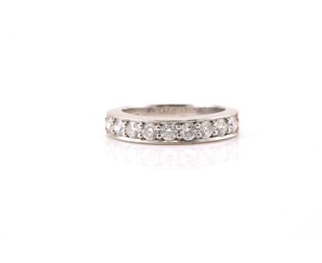 A diamond half eternity ring in 18ct gold, consisting of nine brilliant diamonds with an estimated total weight of 1.26ct, pa