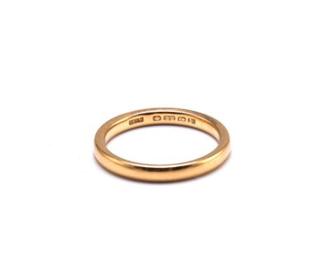 A 22ct gold plain wedding ring, with court shaped band, Birmingham hallmarked with sponsor's mark 'H.S', dated 1930, ring siz