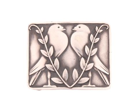 Georg Jensen - a silver belt buckle, depicting a pair of doves and olive branches, designed by Arno Malinowski, No. 68, 1933-