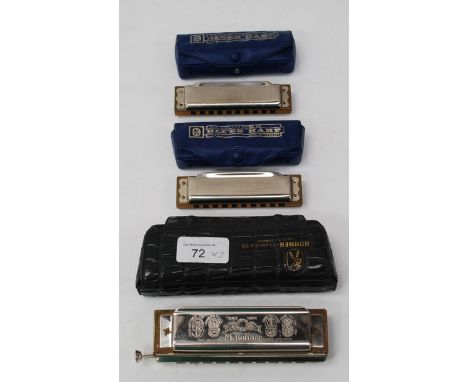 A vintage M. Hohner Chromonica 260 Harmonica complete with original vinyl faux snakeskin case together with 2 Hohner Blues Ha